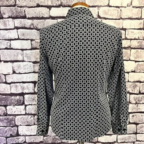 Anne Klein Black & White Long Sleeve Button Bown Blouse Size 6 - Picture 6 of 9